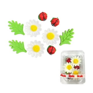 Ozdoba cukrová sada margarétky a lienky 9 ks