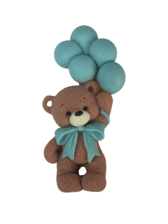 Cukrový medvedík s modrými balónmi
